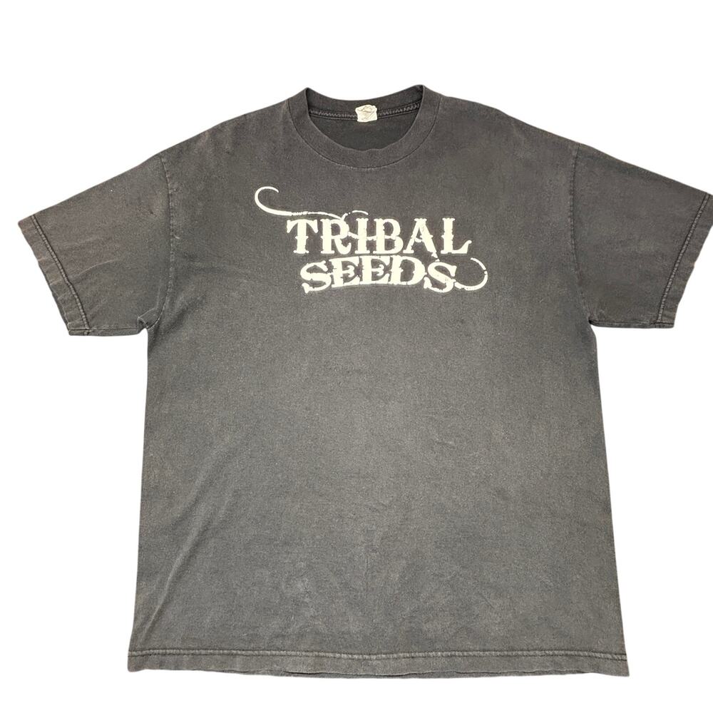 Vintage Tribal Seeds Reggae Rock Band T Shirt XL Black Faded Graphic Tee Music